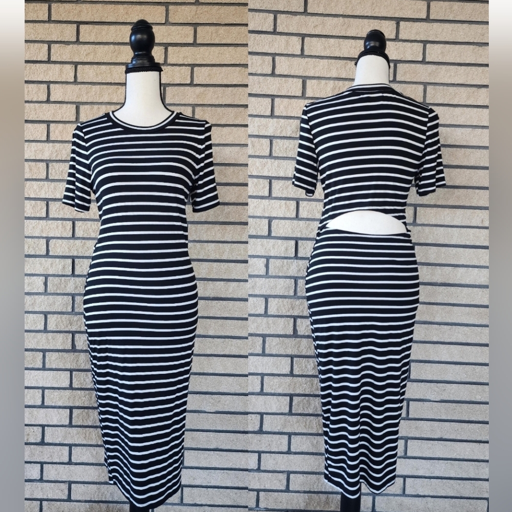 The Hanger Long Stripe Dress | Open Back Dress for Women Size Medium